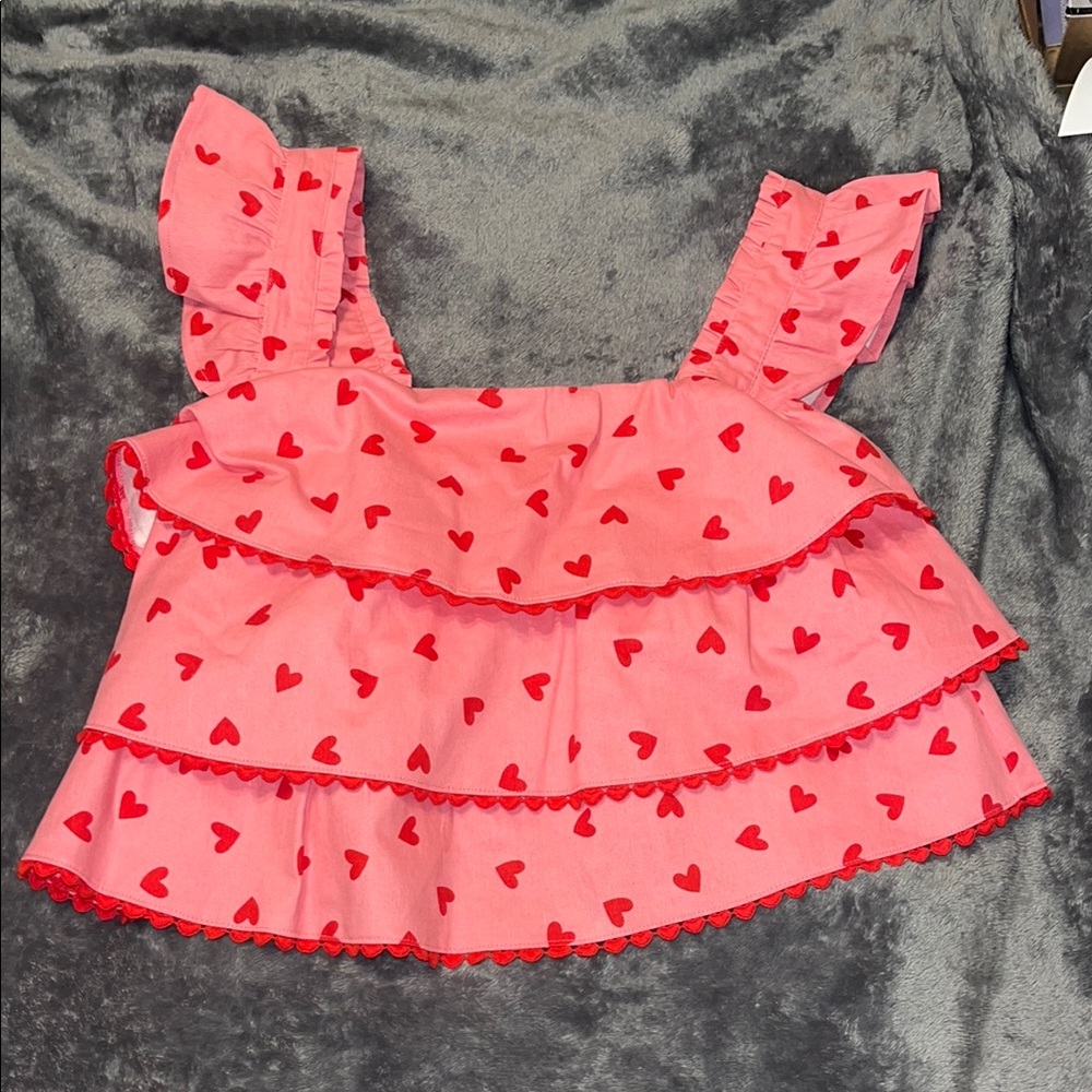 Pink Ruffled Heart Top